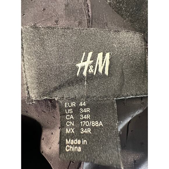 NEW! H&M Men's 34R Double Breasted Old Money Blazer Jacket Gold Buttons Black - Picture 8 of 9